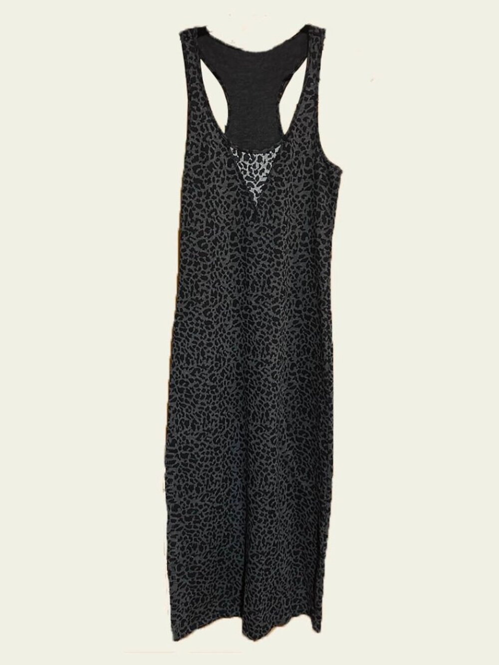 Lucca Couture Leopard Racer Back Jersey Dress Black & Grey Size M